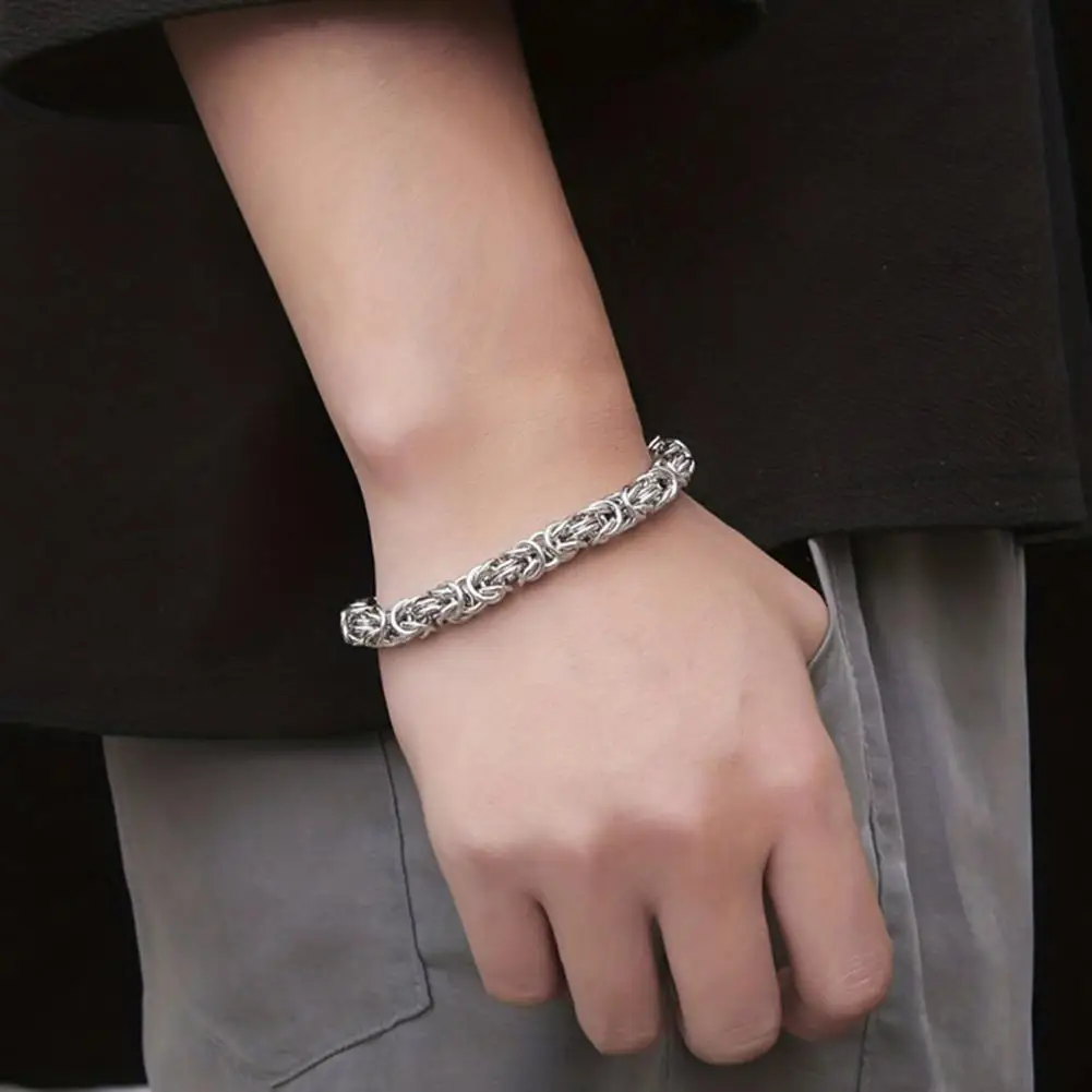 Mens Vintage Stainless Steel Byzantine Curb Cuban Link Chain Bracelets For Men Unisex HIp-HOP Wrist Jewelry Gifts