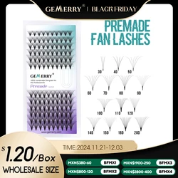 Gemerry Premade Fan Eyelashes Extension 6D 8D 9D 10D 12D 16D 20D Накладные ресницы с коротким стержнем Мягкие русские объемные искусственные норковые ресницы