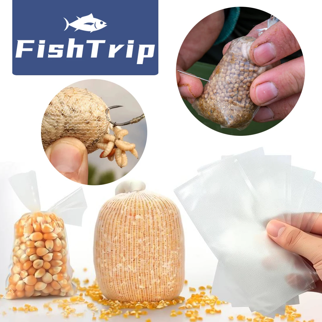 FishTrip PVA Mesh Bag System Refill Solidz Boilie Funnel Web Carp Fishing Accessories - Fast Melt