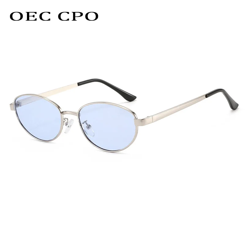 

OEC CPO New Cat Eye Metal Women Sunglasses Fashion Shades UV400 Clear Blue Lens Sun Glasses Female Outdoor Punk Men Eyewear