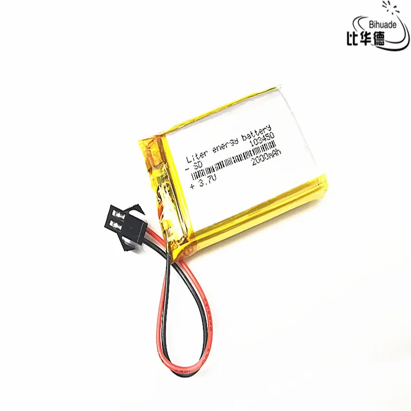 SM 2.54mm 2Pin Liter energy battery 3.7V,2000mAH 103450 Polymer lithium ion / Li-ion battery for tablet pc BANK,GPS,mp3,mp4