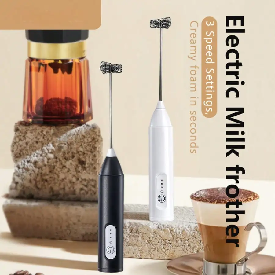 Electric Multifunctional Milk Mixer and Coffee Mixer, 3-speed Manual Mixer, Handheld Egg Mixer, Rechargeable Milk Frother