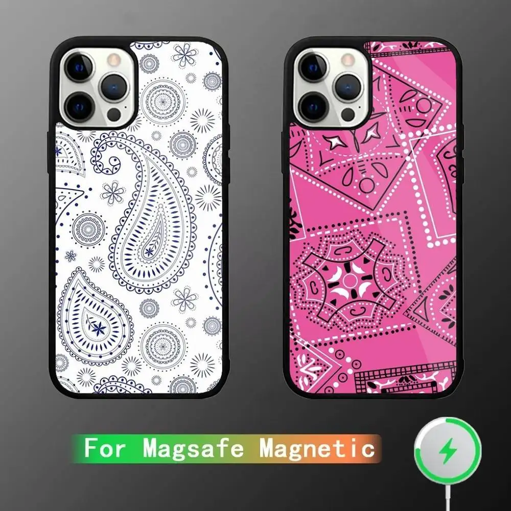 

Bandana Pattern Phone Case For iPhone 16,15,14,13,12,11,Pro,Max,Plus,Mini,SE New Magsafe Magnetic Wireless Charging