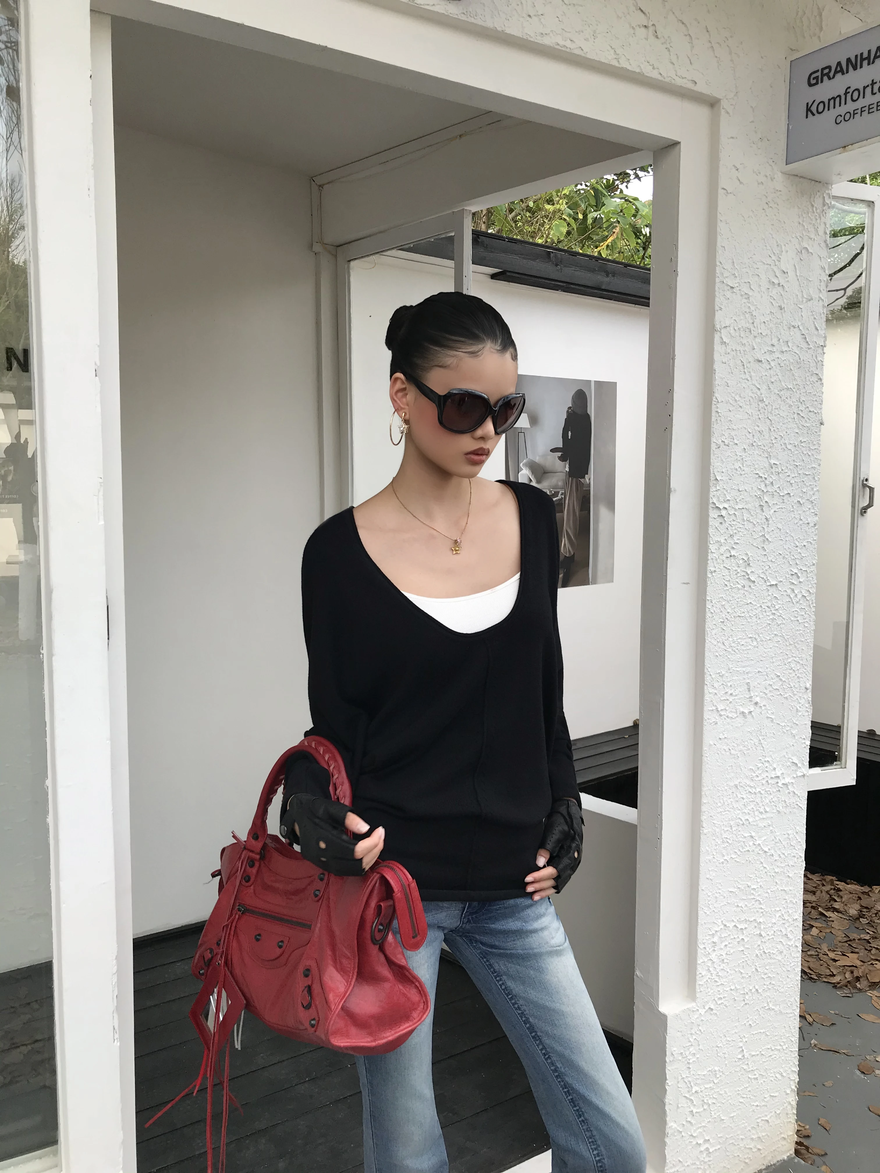 Audwyn Women's V-Neck Knitted Sweater Casual Loose Long Sleeve Wool Blend Polyester Fiber Street Style Comfortable Base Shirt