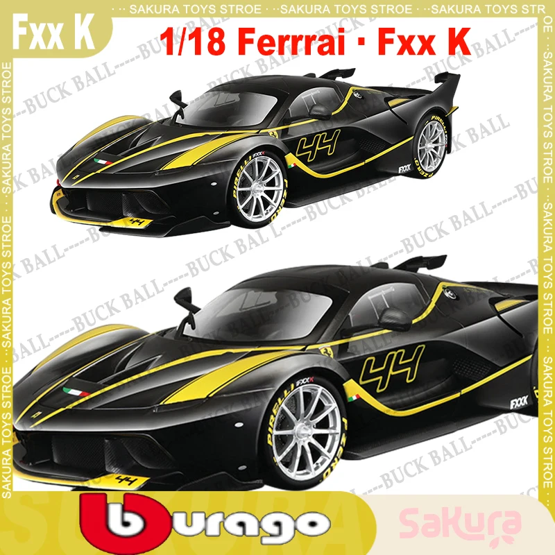 

1/18 Scale Bburago Ferrari Fxx K Racing Black Ferrari #44 Alloy Diecast Model Car Models Collectble Kids Car Toys Decor Statue