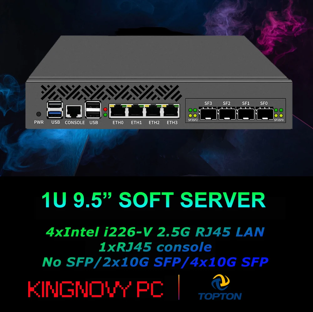 

1U 9.5" Cabinet Firewall Appliance 10GB,VPN, Network Rackmount, Intel N100 4xIntel RJ45 LANs, 1xRJ45 console,1xUSB3.0,3xUSB2.0