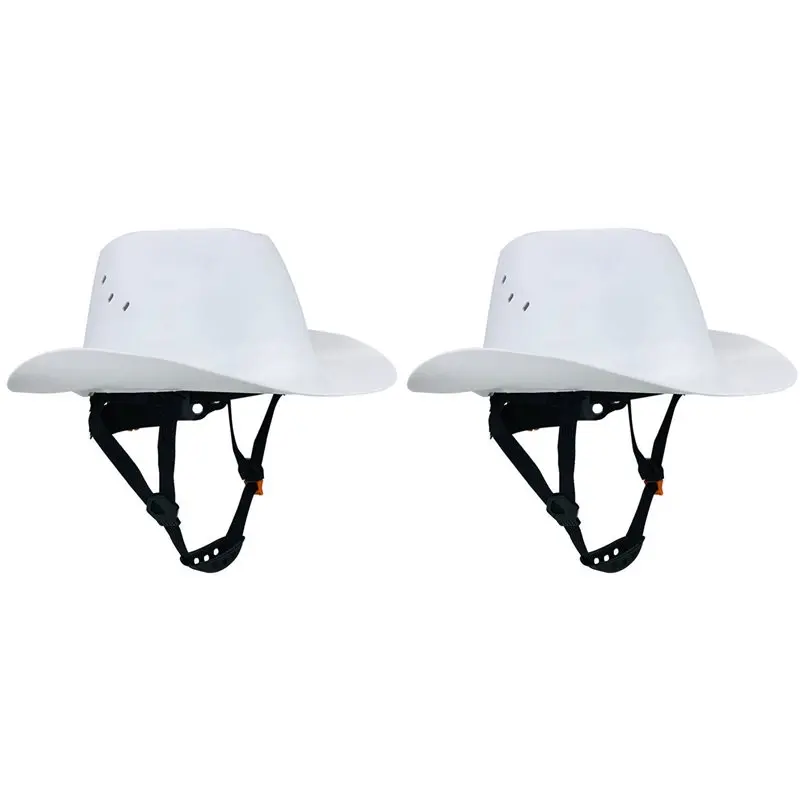 

ABAN 2X Cowboy Safety Helmet With Vent Hole HDPE Full Brim Hard Hat For Outdoor Construction Railway Rescue Work Cap B