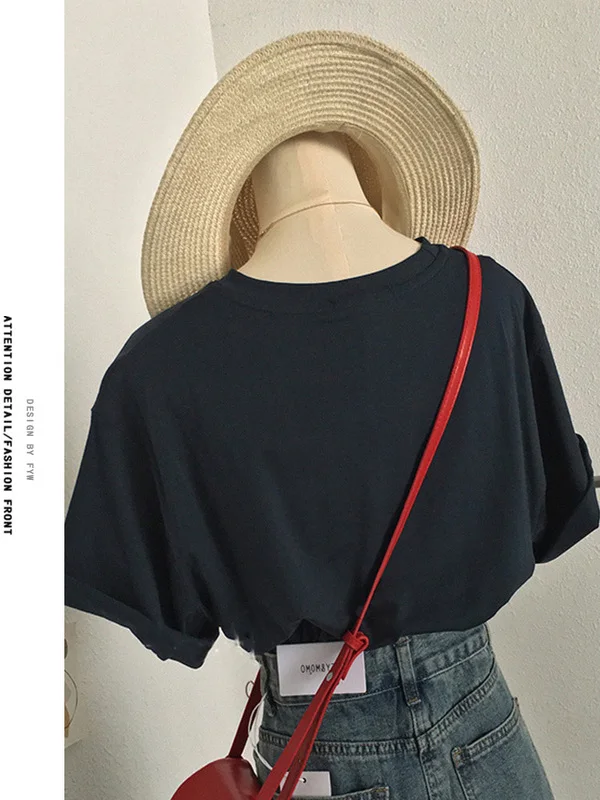 เสื้อยืดผ้าฝ้ายแท้พิมพ์ลายดีไซน์ใหม่ปี 2025 ทรงหลวม สไตล์เกาหลี แขนยาวคลุมไหล่ สำหรับผู้หญิง ฤดูร้อน