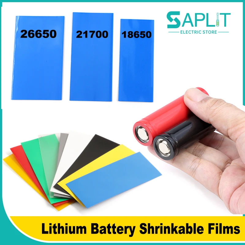 50 ~ 1000pcs PVC Heat Shrink Tubing Pre-cut Shrinkable Protect Sleeve for 18650/21700/26650 Lithium Battery Films Insulated Wrap