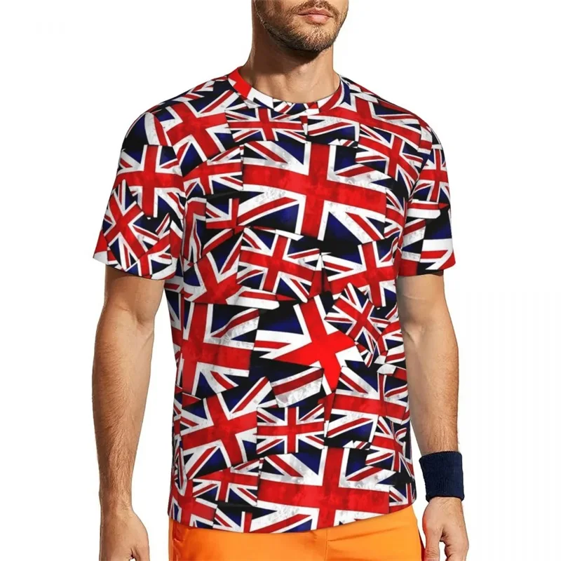 Mens British Flag Graphic T Shirt For Men Summer Short Sleeve Large Size I LOVE The United Kingdom Tshirts Tees Tops Clothes