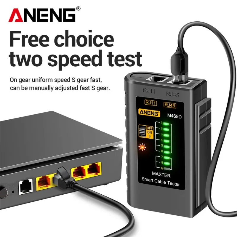 

Тестер ANENG M469D для сетевых кабелей RJ45, RJ11, RJ12, инструмент для ремонта сетей, тестер кабелей CAT5 UTP LAN, тестер кабелей LAN.