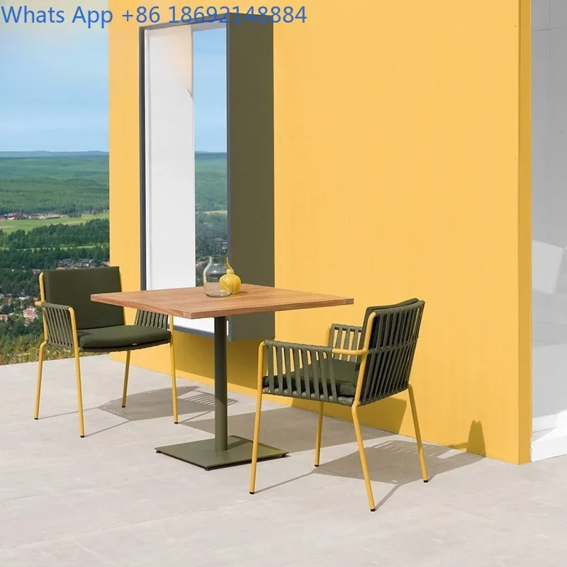 

Outdoor Table and Chair Set, Patio Rattan Combination, Rope Woven Leisure Table and Chair, Balcony Hotel Dining Table and Chair