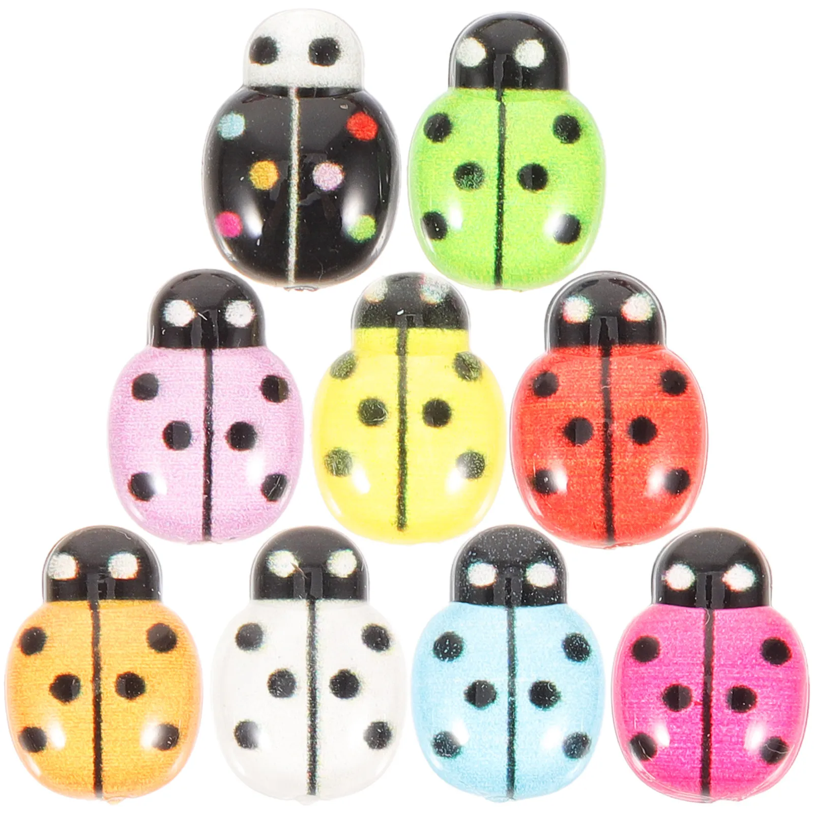 50Pcs Mini Ladybug Figures Resin Plastic Bright Color Garden Decor Whimsical Miniature Garden Ornaments for DIY Crafts Indoor