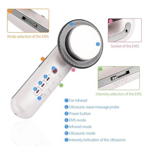 Imagen 2 del producto Masajeador adelgazante corporal de cavitación por ultrasonido, dispositivo de belleza EMS, microcorriente para pérdida de peso, estiramiento Facial por infrarrojos