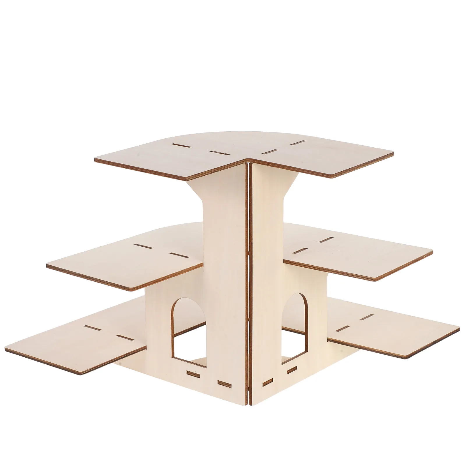 Wooden Retail Display Rack 3-Tier Natural Finish Detachable Design Tabletop Organizer for Craft Shows Trade Counters Jewelry