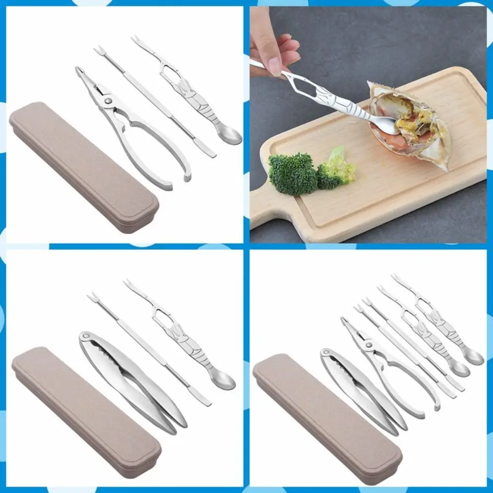 

3/6pcs Printed Seafood Tool Set with Box Stainless Steel Lobster Pliers Professional Lobster Crab Cracker Tools Shrimp