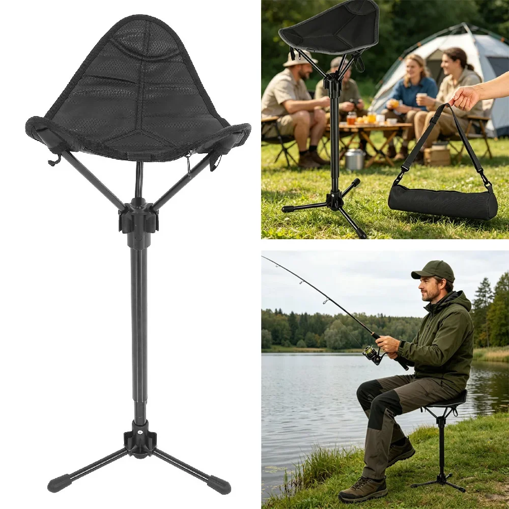 1PCS Telescopic One Leg Stool - Mini Portable Triangle Stool for Outdoor Travel, Queuing, Camping, Fishing & Beach Use