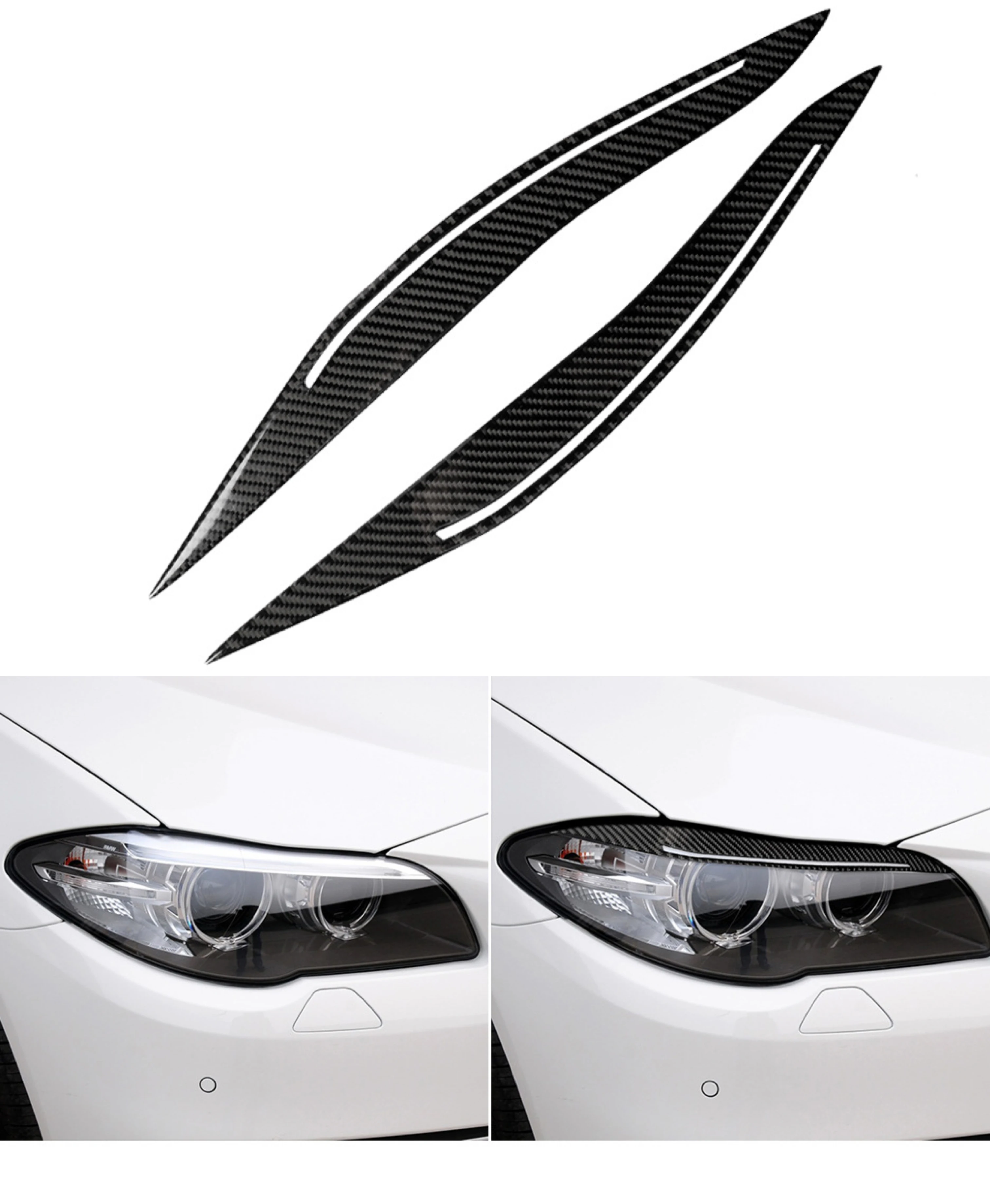 

Headlights Eyebrows Eyelids for BMW F10 5 Series 2014-2017 Front Headlamp Eyebrows Trim Cover Accessories Carbon Fiber