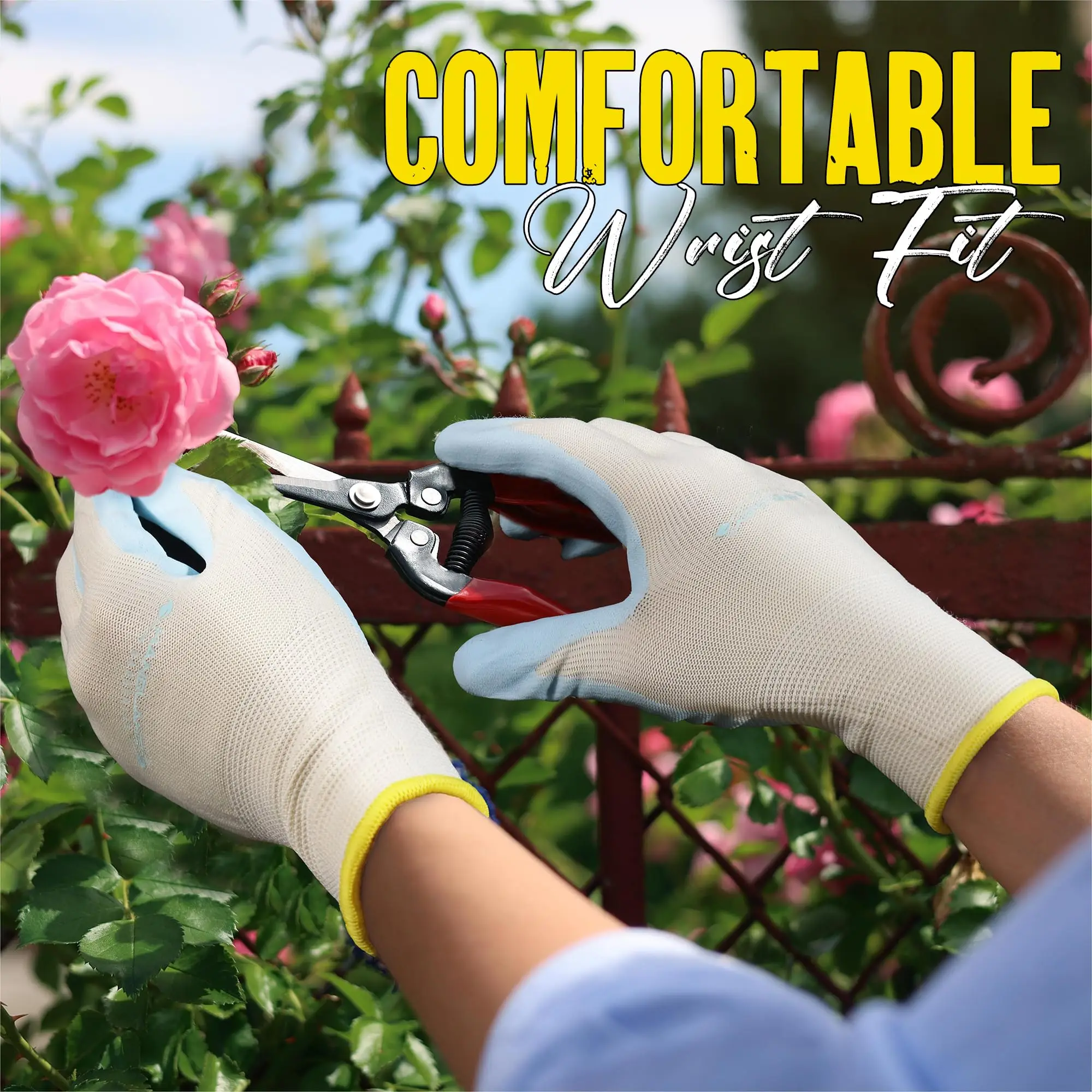HANDLANDY Womens Gardening Gloves, 3 Pairs Breathable Nitrile Coated Yard Work Gloves, Best Gift for Daily Life Work