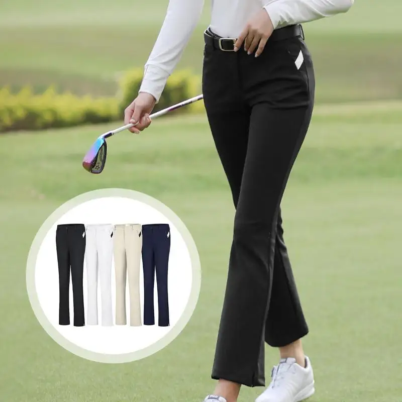 Women Golf Pants Zipper Pockets Quick Dry Pants Flared Golf Pants High Waisted Quick Dry Stretch Pants For Women Travel Work