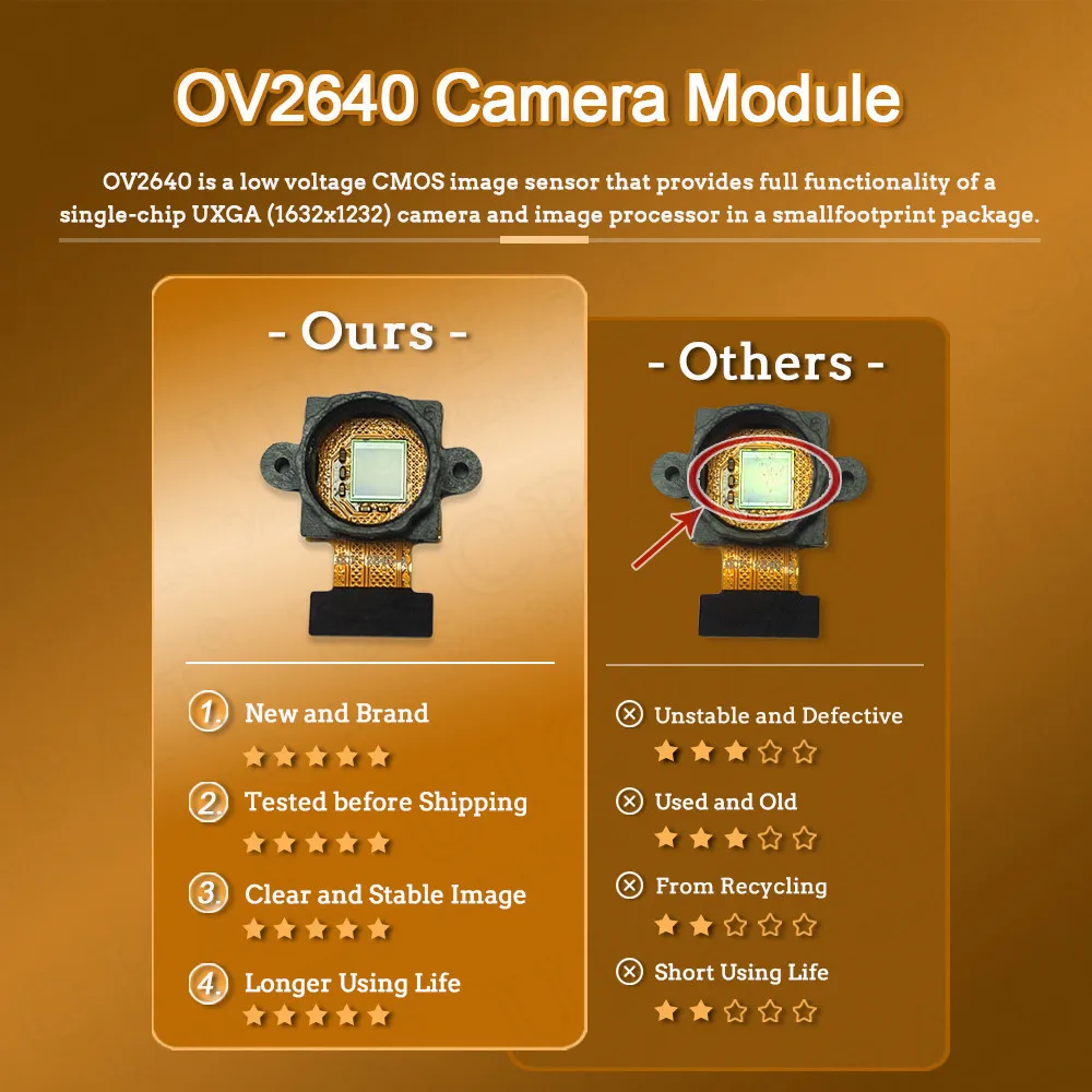 100% 새로운 OV2640 카메라 모듈 ESP32-CAM, 2MP, 66 120, 160 도, 850nm 야간 투시경, 24 핀, 0.5mm 간격, 2MP, 21mm, 75mm