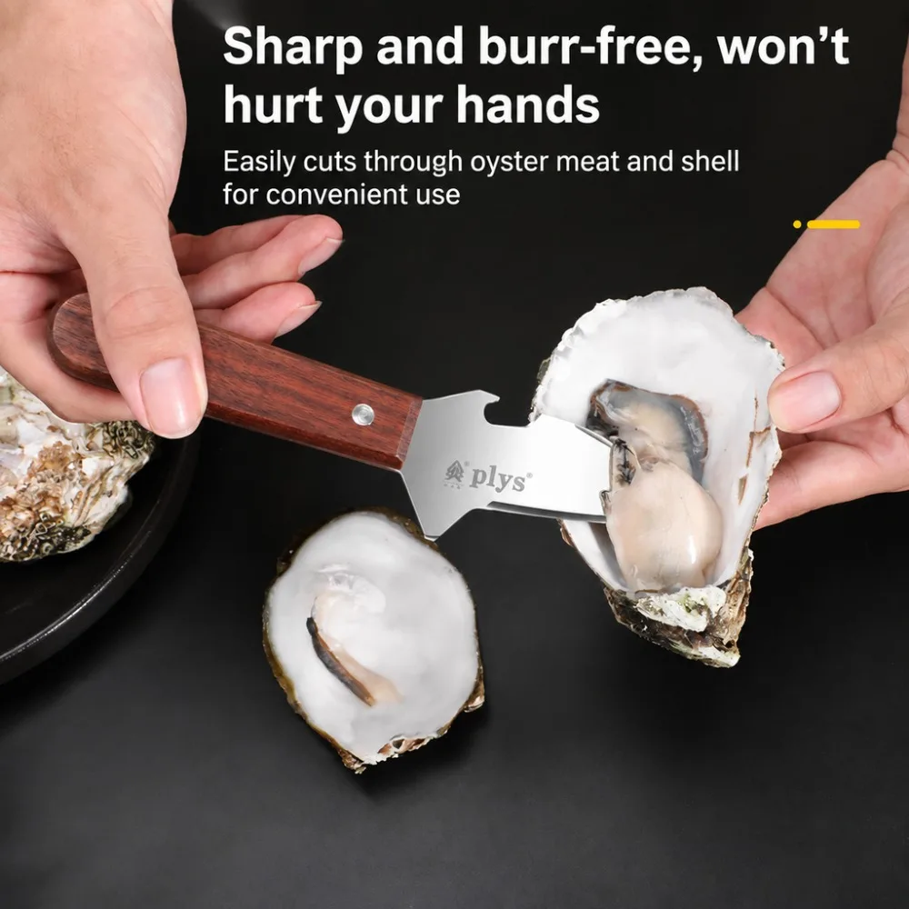 1,2Pcs Stainless Steel Oyster Shuckers Thick Wooden Handle Kitchen Utensil Easy Use Shellfish Opener Clam Shucking Tools Seafood