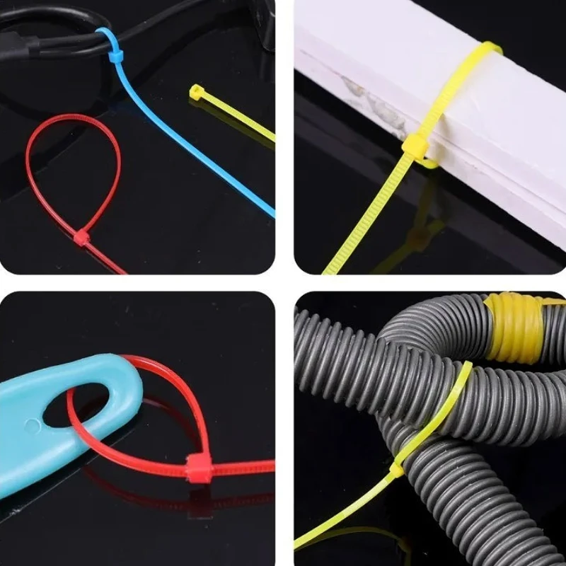 100 قطعة من ربطات الكابلات البلاستيكية، ربطات كابل ملونة قابلة للتعديل، كابل ثابت للمنزل والمكتب، كابل بيانات سماعة الرأس، مثبتات ذاتية القفل