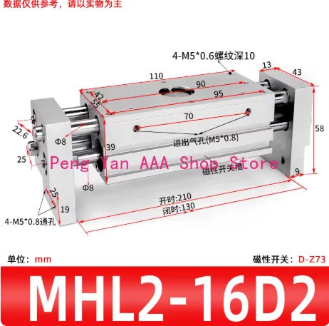 1PC MHL2-16D2 Finger cylinder MHL2-16D2 Wide jaw pneumatic finger cylinder