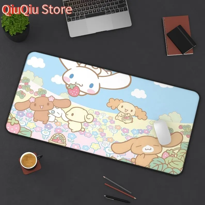 

Cinnamonroll Art Desk Mat | Kawaii Strawberry Sanrio Mouse Pad | Soft Floral Aesthetic Decor | Anime Scenery Kawaii Gift for 202