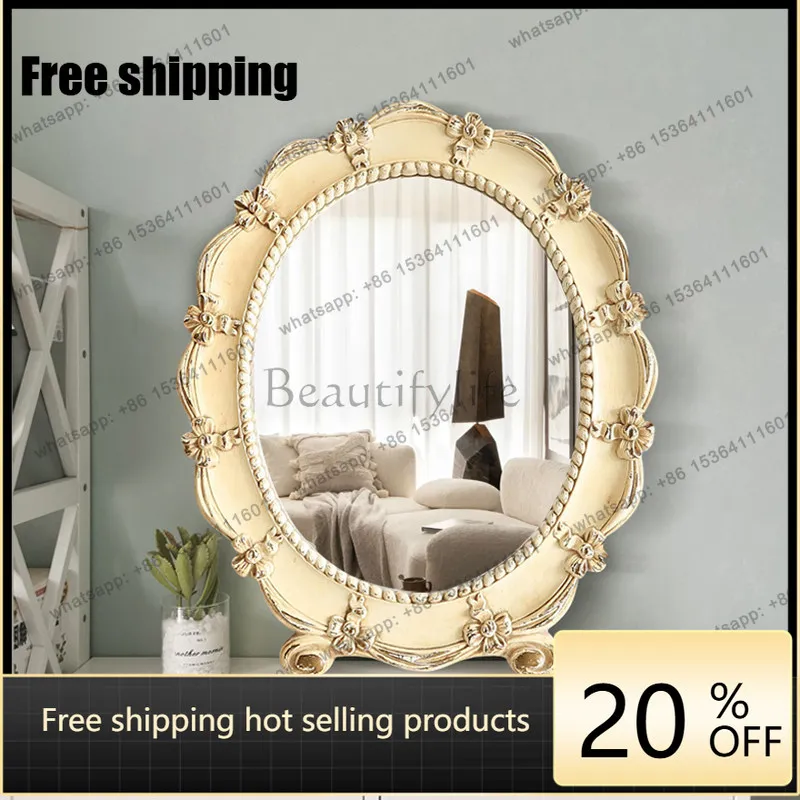 Light luxury wall-mounted bedroom makeup mirror high-end dressing home living room background wall decorative mirror