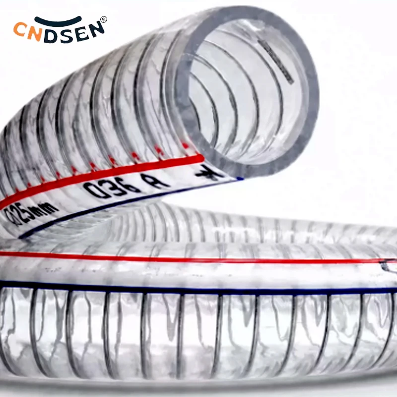 Tuyau en PVC transparent avec fil d'acier, diamètre intérieur 10-25 mm, tube flexible pour pompe à eau, résistant à haute pression