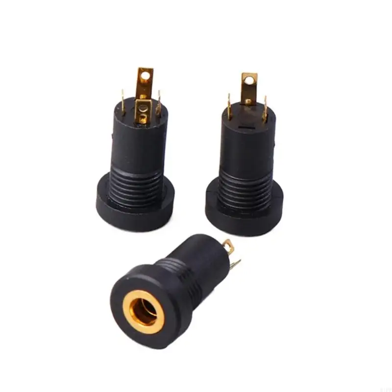 E1PF 392A 3.5Mm Female Music Video Jacks Socket with Threaded Nut Design Flame Retardant Shell For Secure Installation 5Pcs