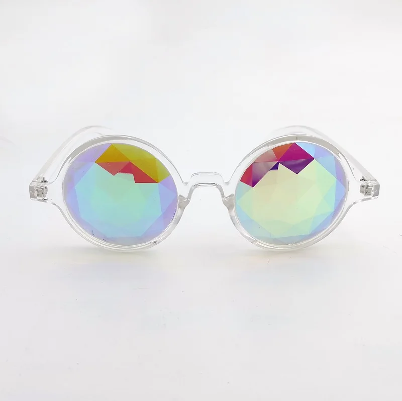 pink frame kaleidoscope glasses for music festival