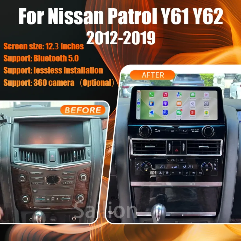 Android13 Original Factory-style SCreen For Nissan Patrol Y61 Y62 2012-2019 Optical and Coaxial Audio Output+TDA7850 Carplay GPS