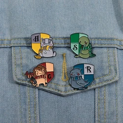 4pcs Personalized Creative Small Animal Cute Shield Badge Pendant Metal Badge Cartoon Clothing Accessories
