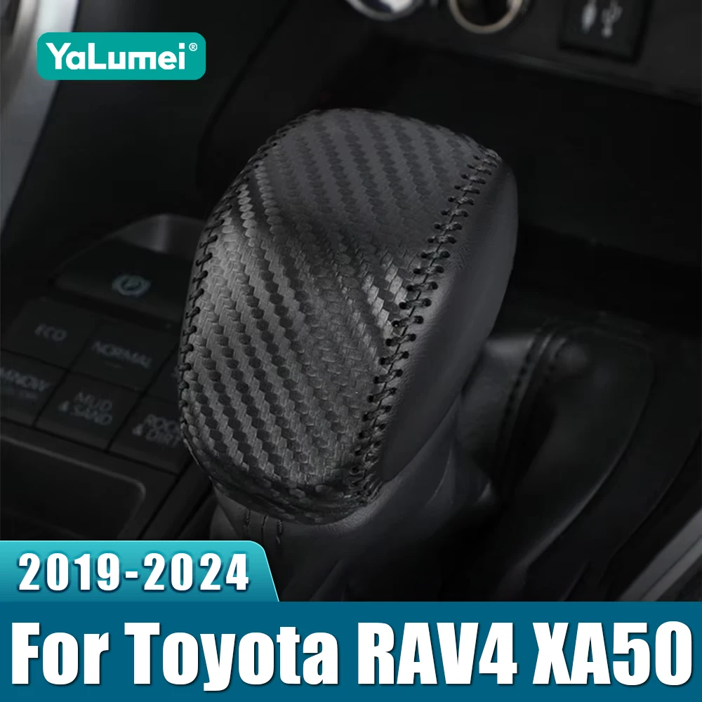 

For Toyota RAV4 XA50 2019 2020 2021 2022 2023 2024 Genuine Leather Hand Sewing Gear AT Car Shift Lever Knob Handle Cover Case