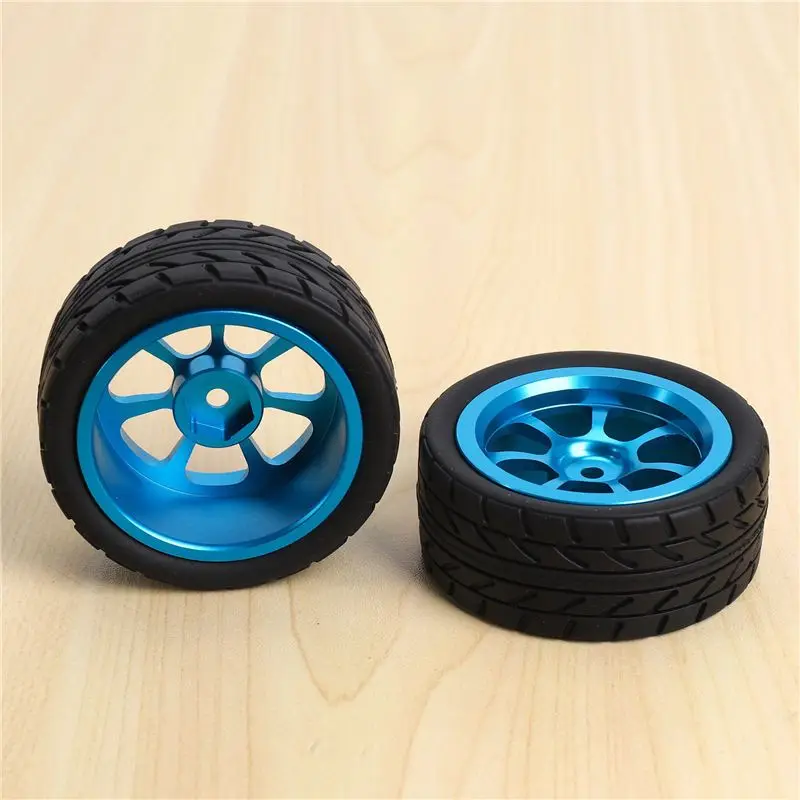 ABUM-2 Set 65Mm Metal Wheel Rim + High Grip Rubber Tires Tyres For Wltoys 144001 A959 A959-B 124019 124018 RC Car Parts,Blue