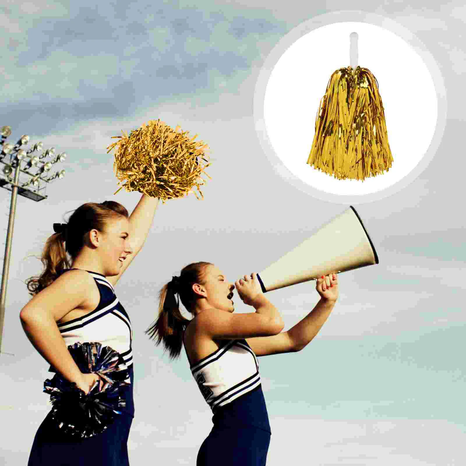 

4 Pcs Flower Cheerleaders Costume Accessory Pom Poms Cheerleading Golden Pompoms