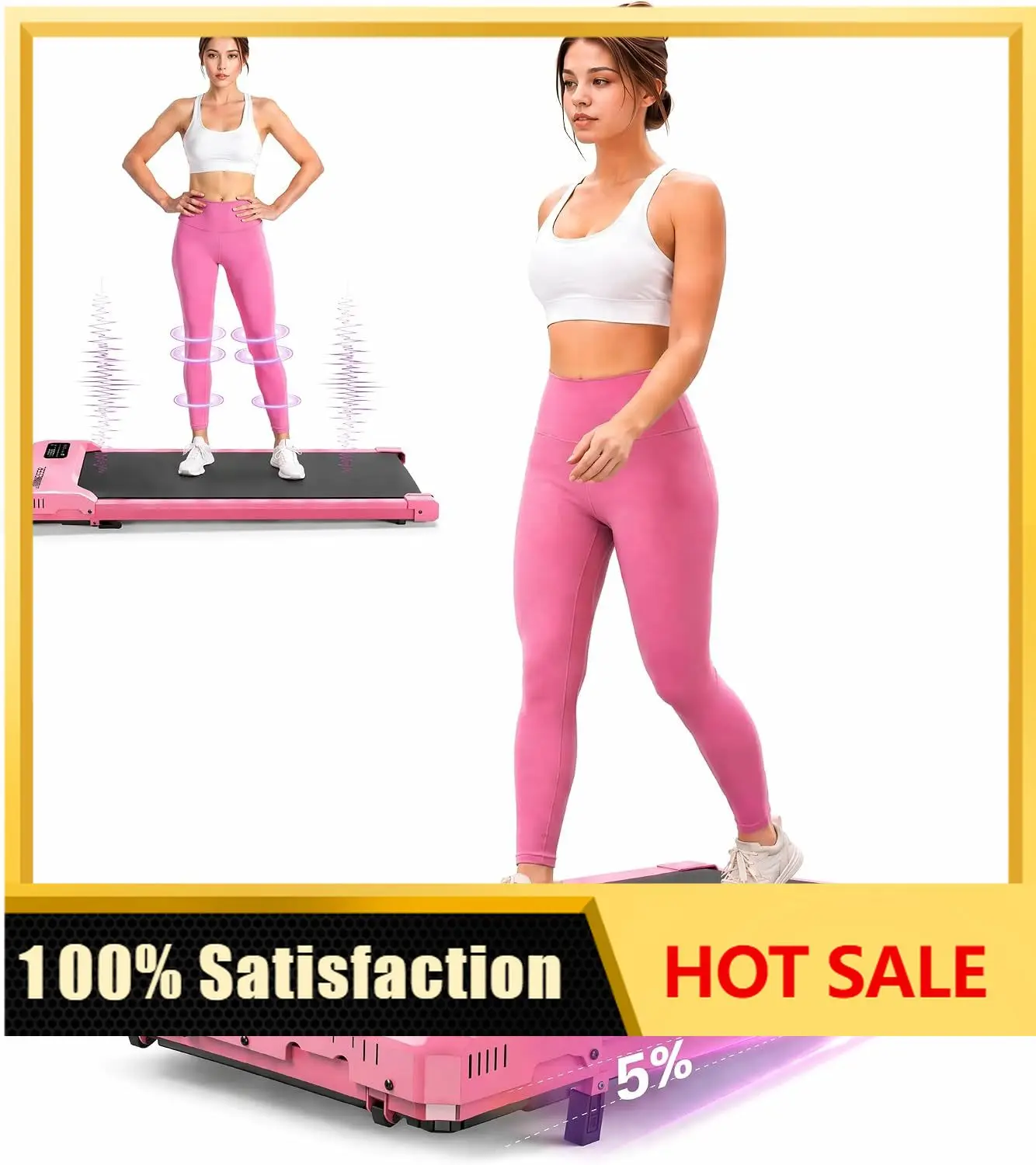 Small Walking Pad with Incline - Under Desk Treadmill with Vibration Plate | 2.5HP Portable Treadmills for Home Small Spaces, Of