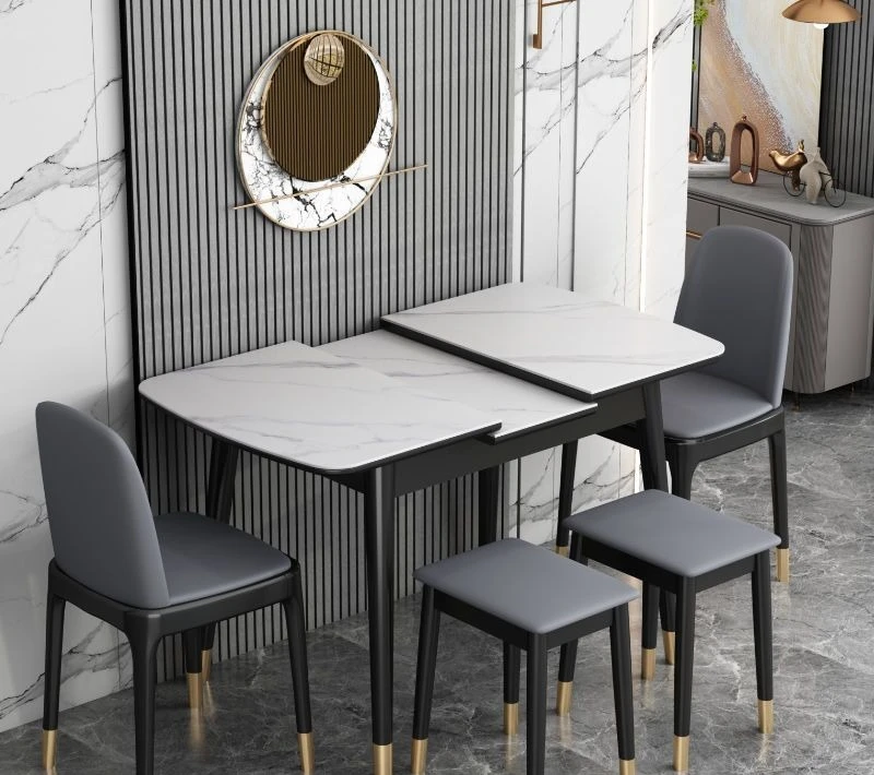 ネットセレブ風ライトラグジュアリーロックスラブダイニングテーブル小型家庭用リビング伸縮式多機能