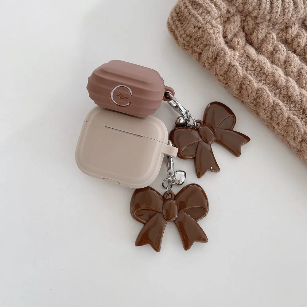 Funda para auriculares con colgante de lazo grande rojo para AirPods Pro 3 4 3 2 1 generación Fundas de silicona para AirPods 4 4th 2024 Coque Fundas