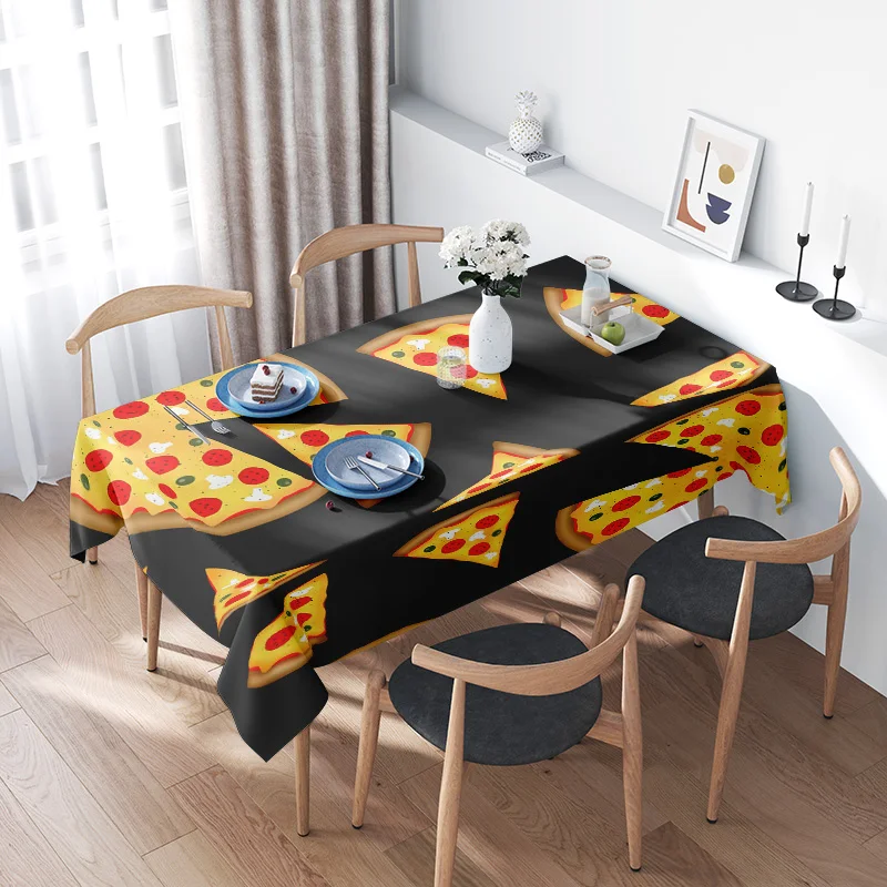 

Tablecloth Pizza Pattern - Table Cover For Kitchen Dining Room Home Decor Solid Color White Yellow Red Black Table Linen Bedspre