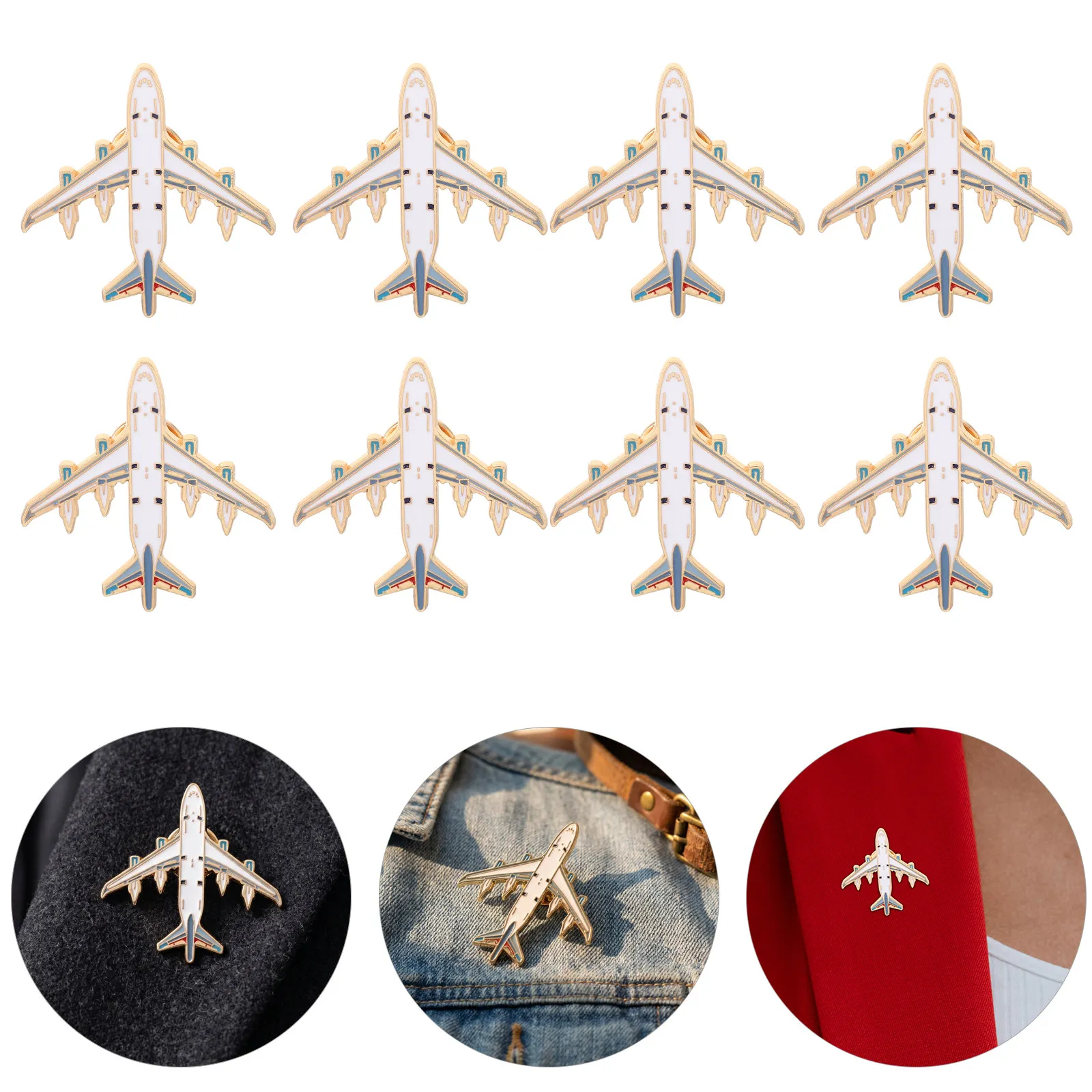 10Pcs Airplane Brooch Pins Classic Vintage Alloy Aviation Accessories for Lapel Scarf Bag Birthday Party Decoration Unique Plane