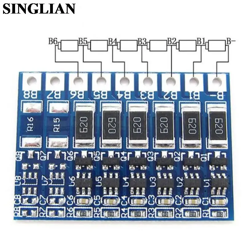 6S 22.2V-25.2V 18650 Lithium Battery Polymer Battery Equalization Board