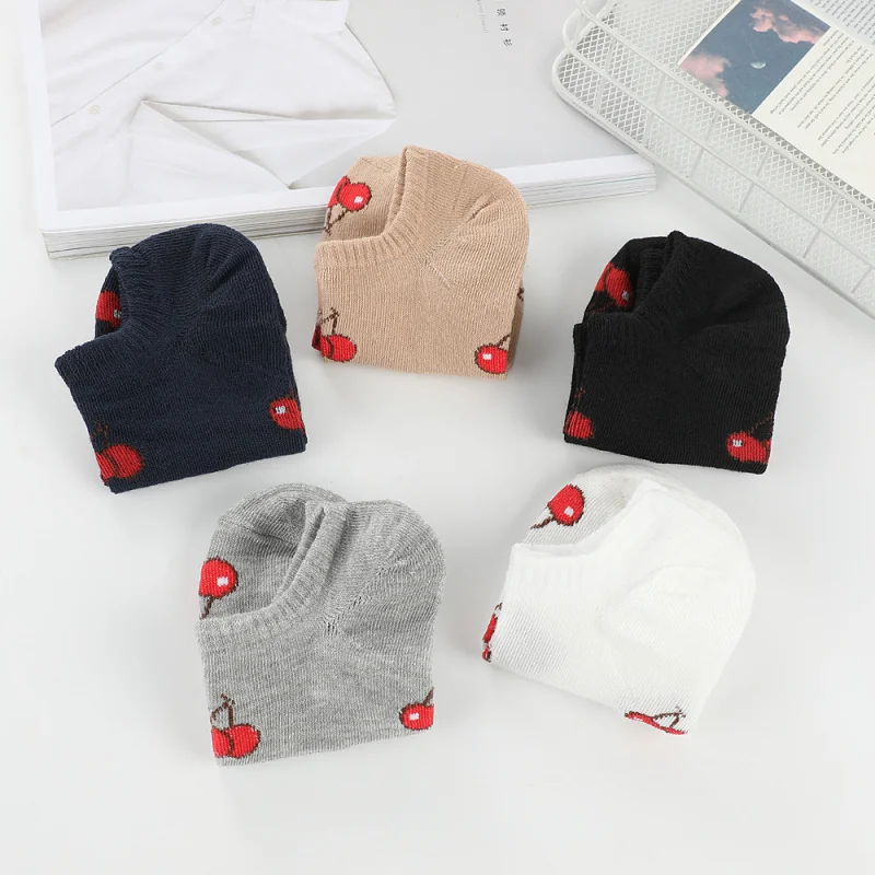 ถุงเท้าข้อสั้นพิมพ์ลายเชอร์รี่ - No Show Sock Women บทวิจารณ์และราคา