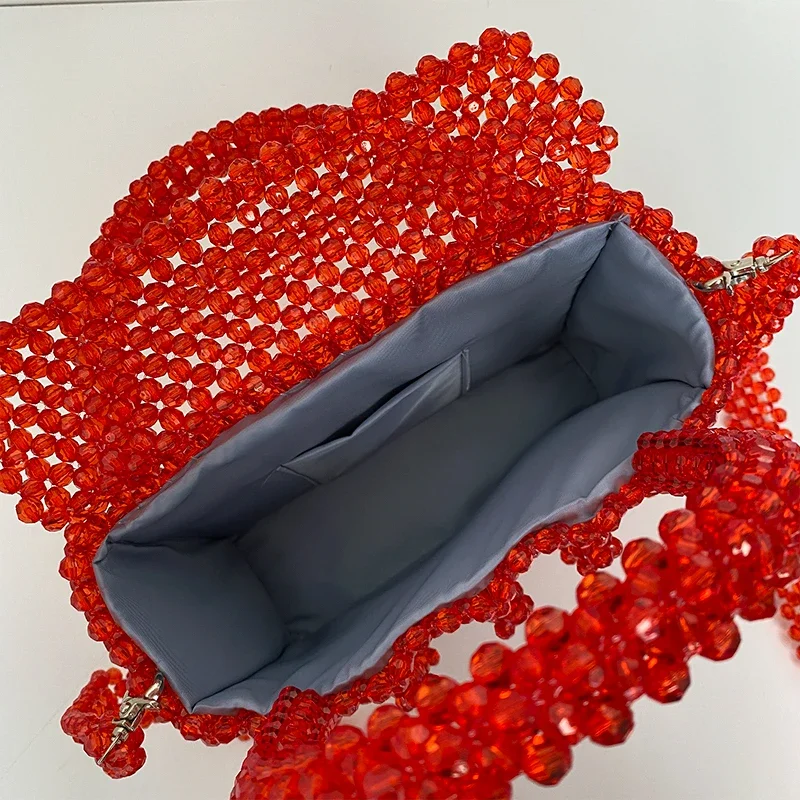 Top-Handle Large Beaded Bag Portable Designer Handbags Red Purses Luxury Ladies Gift Shoulder Elegant Women Fashion Customizable