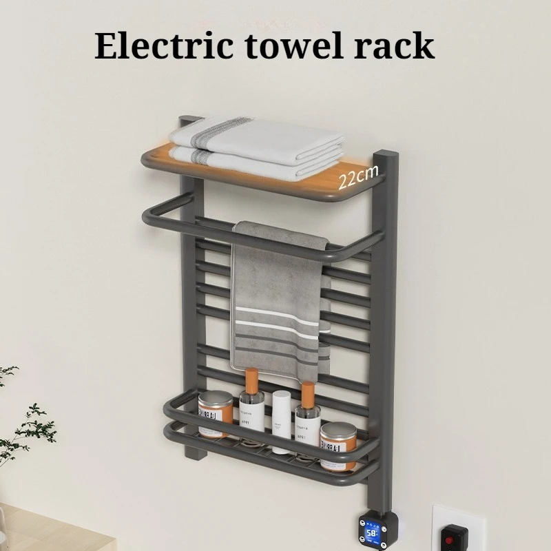 Electric Heated Towel Rail Household Wall-mounted Multiple Layers Storage Electric Heated Racks Drying Bathroom Accessories