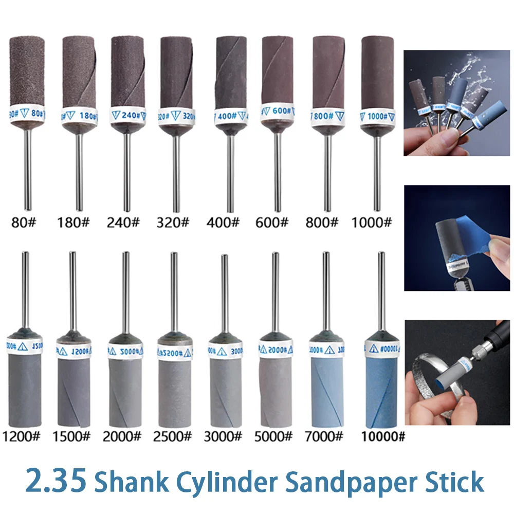 

Fullsize 80-10000grit Sand Paper Bar 2.35 Shank Cylinder Sandpaper Rod Grinding Head for Jewelry Making Lapidary/Rotary Tools