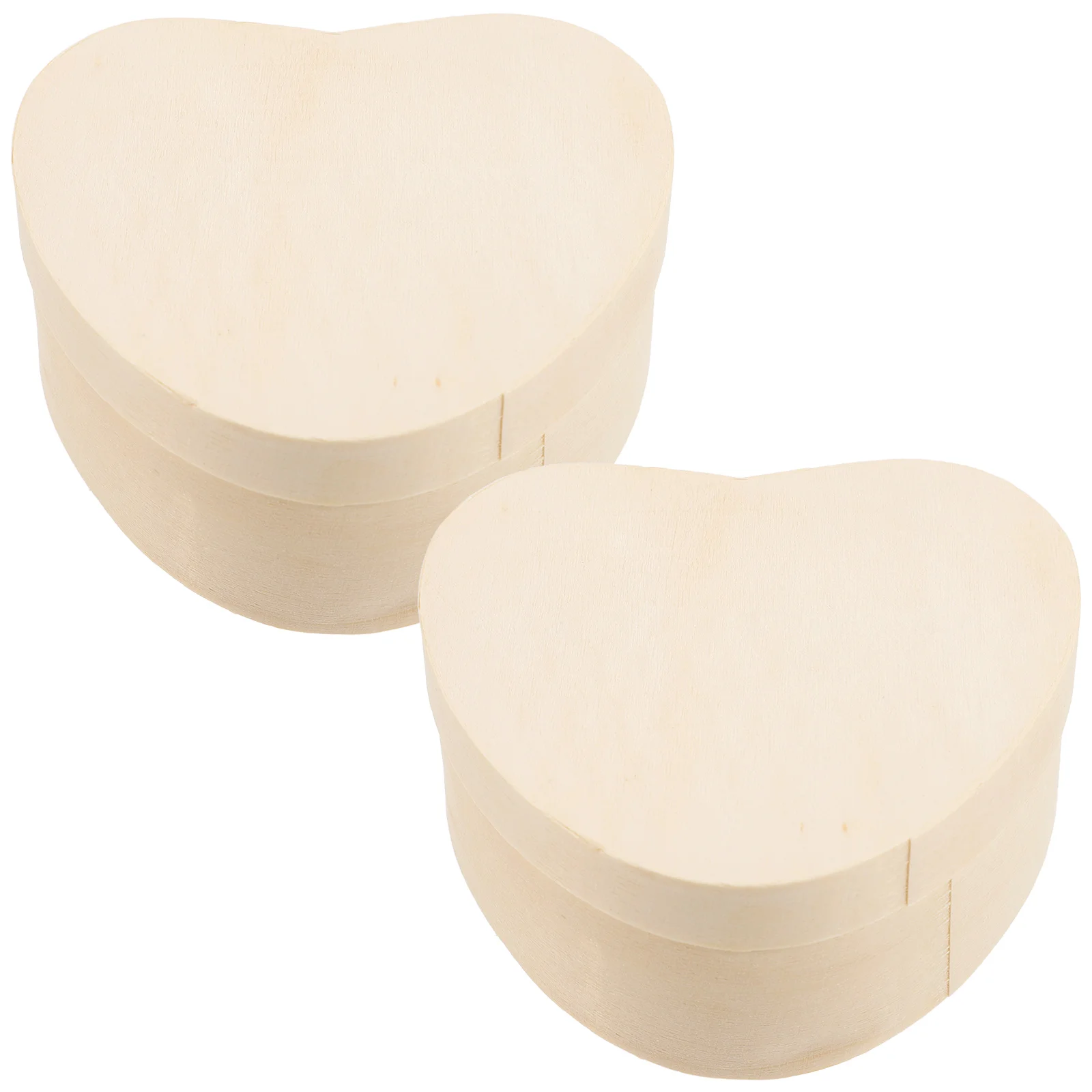 

2 Pcs Manual Storage Box Love Wooden Child Toy Heart Shape Boxes Ring for Jewelry Gift Shaped Blank Craft