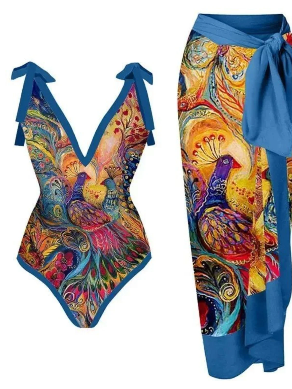 

Women's Bikini Chiffon Long Skirt Set Ele Two-Piece Suit Casual Sportswear Faionable Swimwear Ensemble Autumn 2024